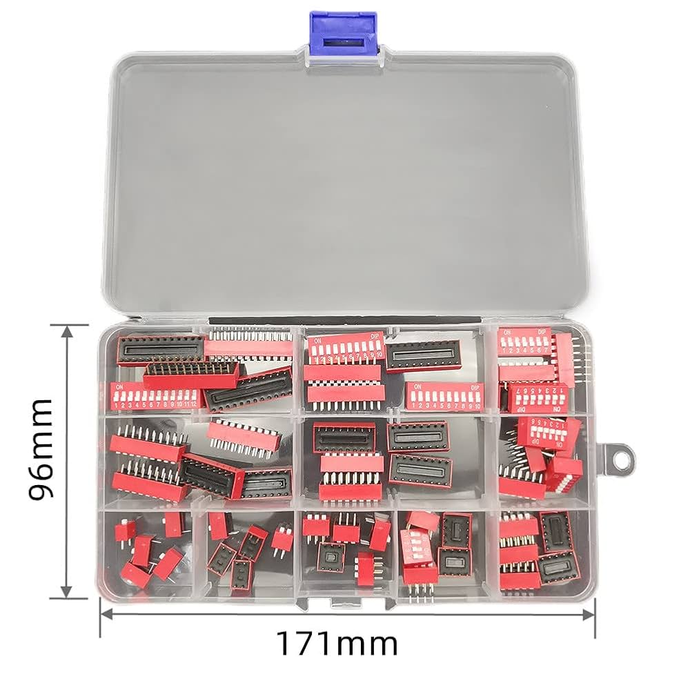 55Pcs Double Row Dip Switch Assorted Kit Box Range 1 2 3 4 5
